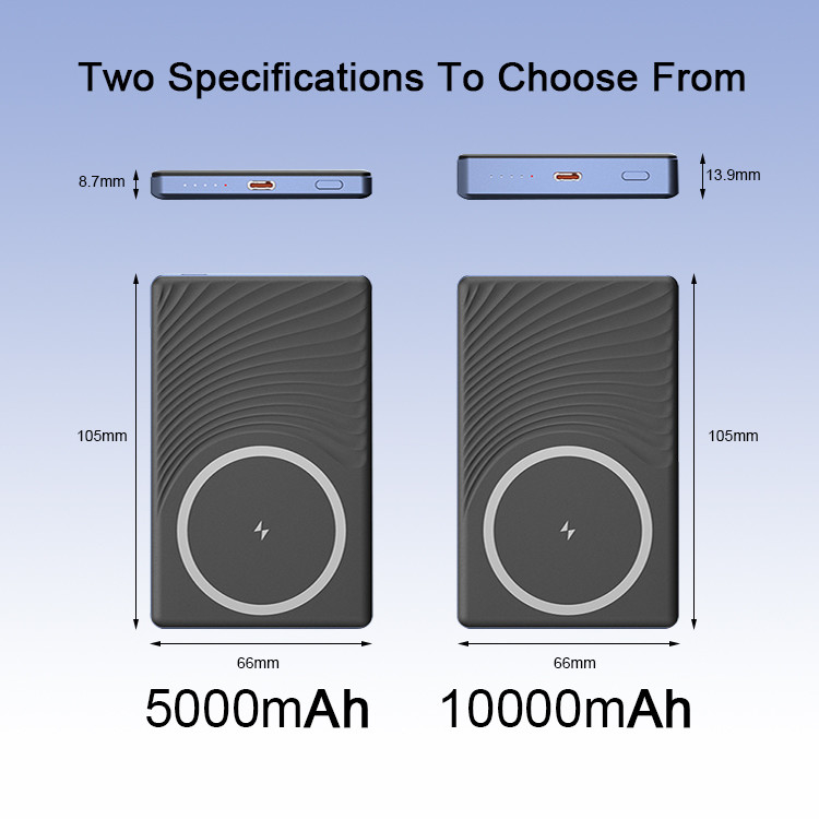 Newest Portable 5000mah Ultra Slim Wireless Battery Phone Charger Metal Power Bank With Led Display Magnetic Power Bank